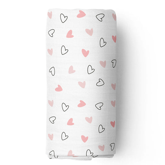 Pink Hearts Swaddles 1 Pcs