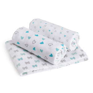 Blue 3 design Swaddles 3 Pcs
