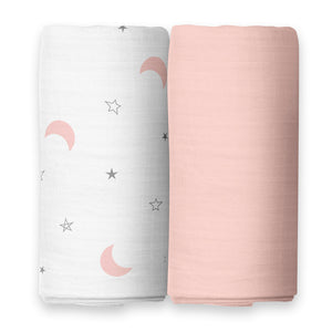 Moon & Pink Swaddles 2 Pcs