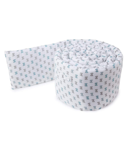Blue Bow Cot Bumper