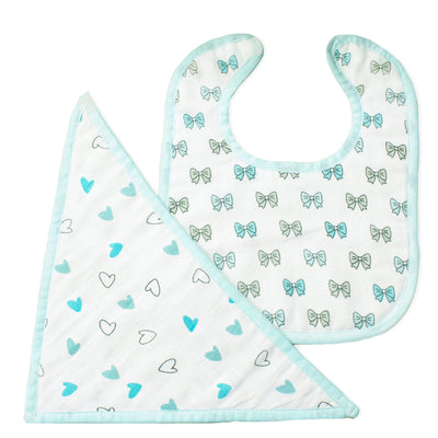 Blue Heart Feeding Bibs 2 Pcs