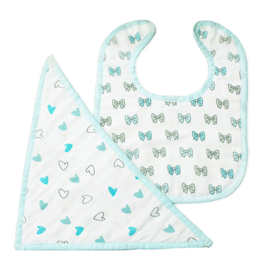 Blue Heart Feeding Bibs 2 Pcs