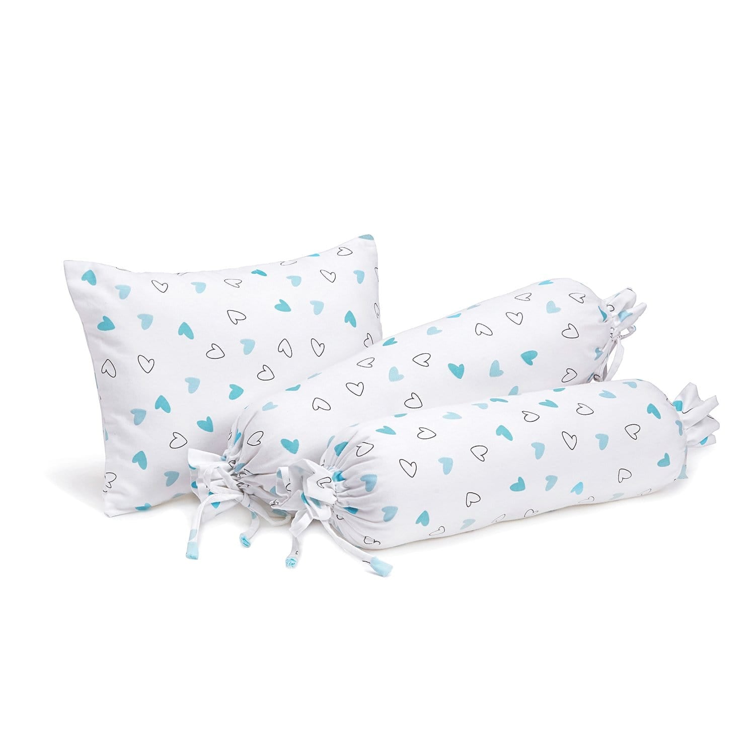 Blue Hearts Bolster  Pillow Set 1 Pcs
