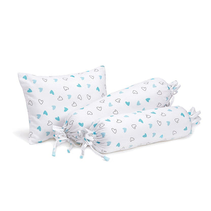 Blue Hearts Bolster  Pillow Set 1 Pcs