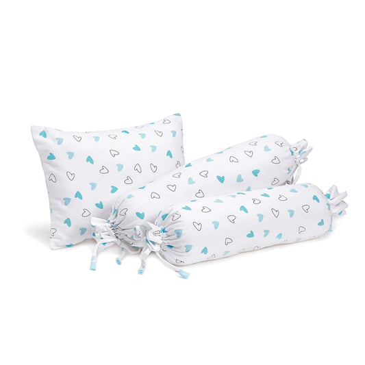 Blue Hearts Bolster  Pillow Set 1 Pcs