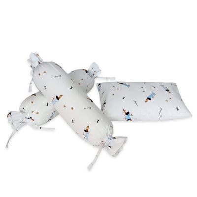Blue Poodle Bolster  Pillow Set 1 Pcs