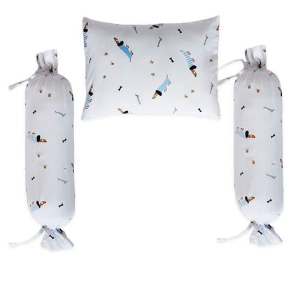 Blue Poodle Bolster  Pillow Set 1 Pcs