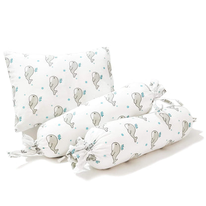 Grey Whale with Blue Dots Bolster  Pillow Set 1 Pcs