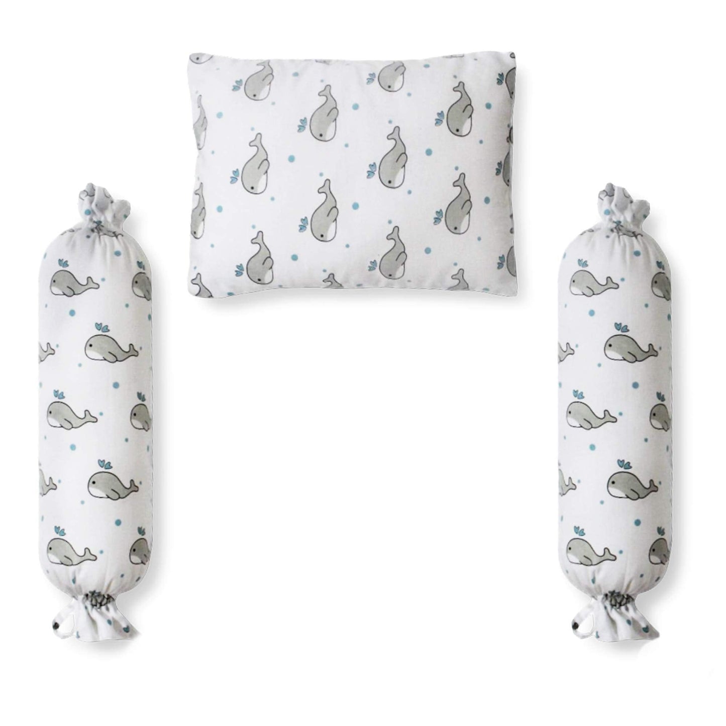 Grey Whale with Blue Dots Bolster  Pillow Set 1 Pcs