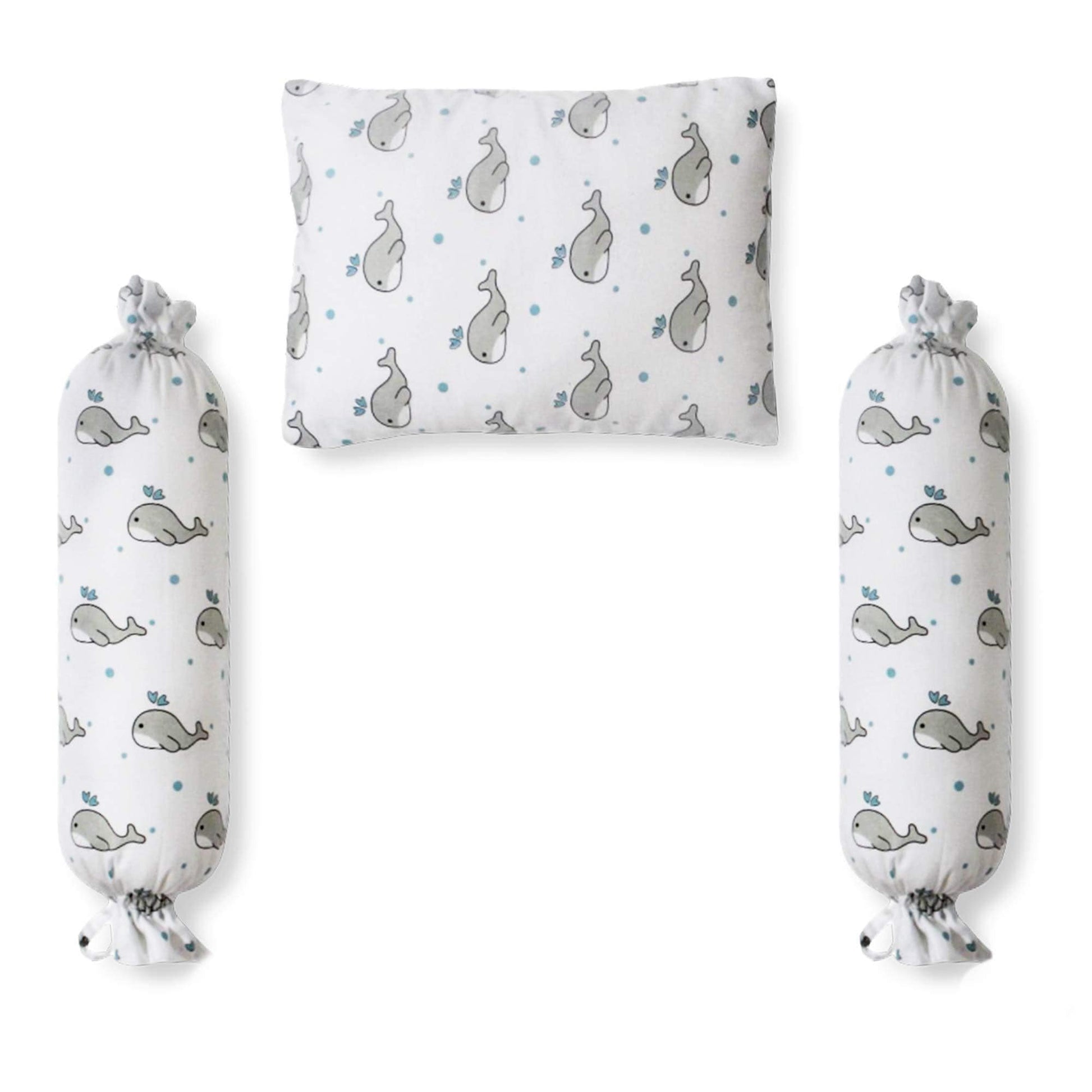 Grey Whale with Blue Dots Bolster  Pillow Set 1 Pcs