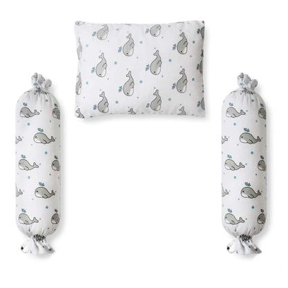 Grey Whale with Blue Dots Bolster  Pillow Set 1 Pcs