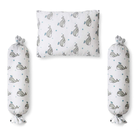 Grey Whale with Blue Dots Bolster  Pillow Set 1 Pcs