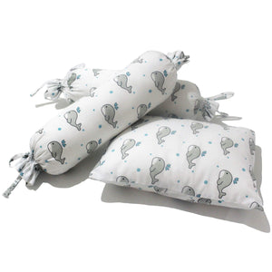 Grey Whale with Blue Dots Bolster  Pillow Set 1 Pcs