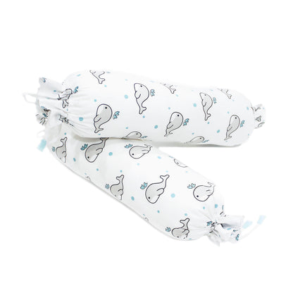 Grey Whale with Blue Dots Bolster  Pillow Set 1 Pcs