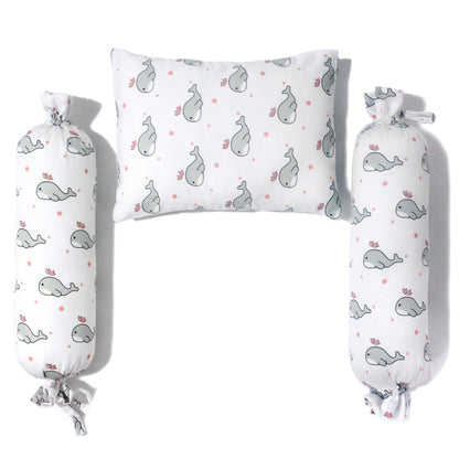 Grey Whale with Pink Dots Bolster  Pillow Set 1 Pcs