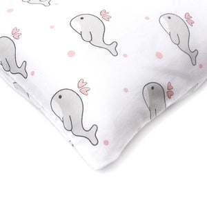 Grey Whale with Pink Dots Bolster  Pillow Set 1 Pcs