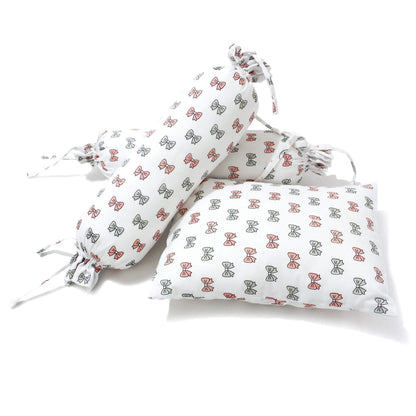Pink Bow Bolster  Pillow Set 1 Pcs