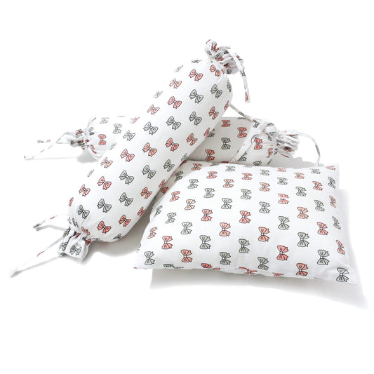 Pink Bow Bolster  Pillow Set 1 Pcs