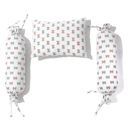 Pink Bow Bolster Pillow Set 1 Pcs