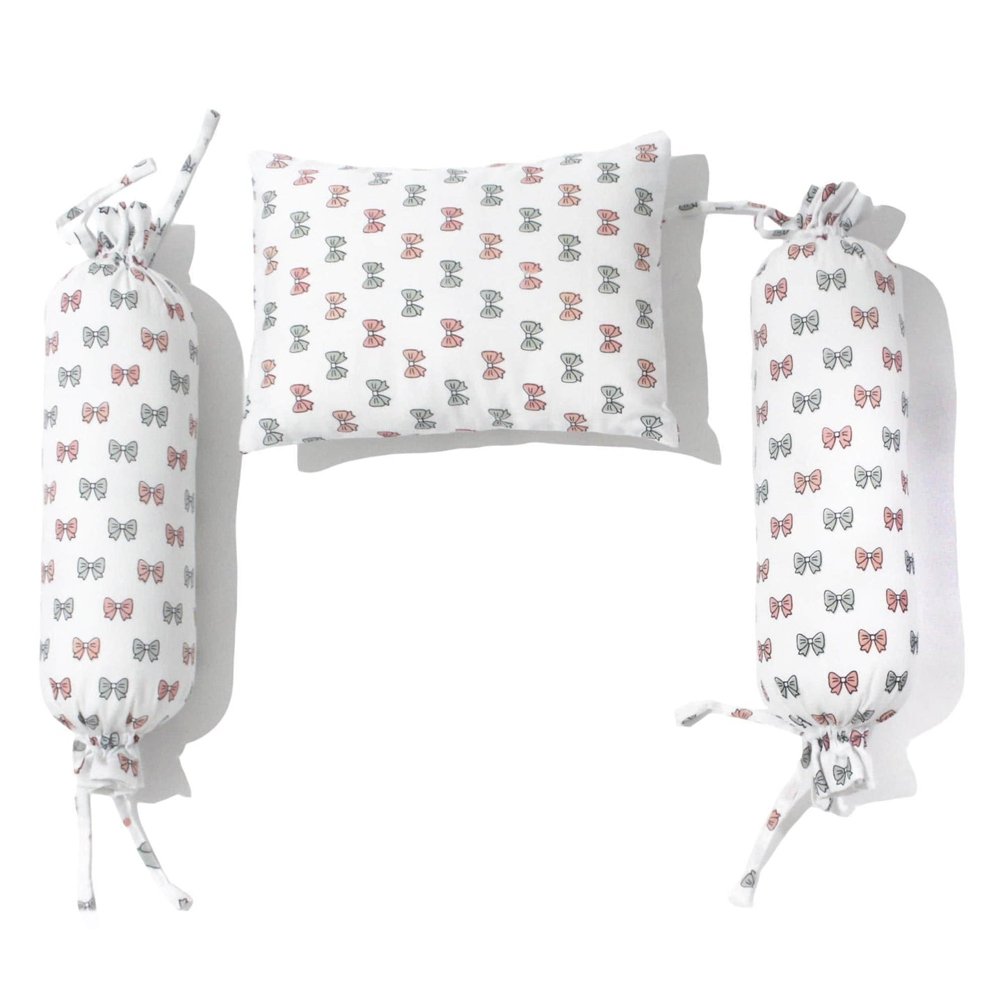 Pink Bow Bolster  Pillow Set 1 Pcs