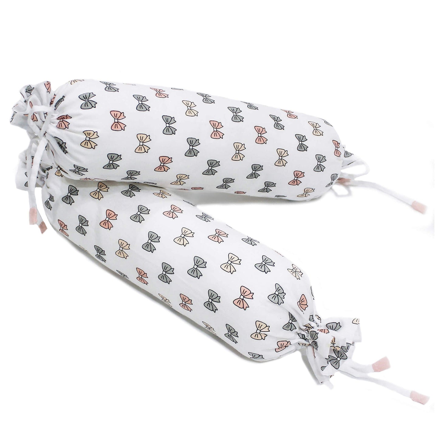 Pink Bow Bolster  Pillow Set 1 Pcs