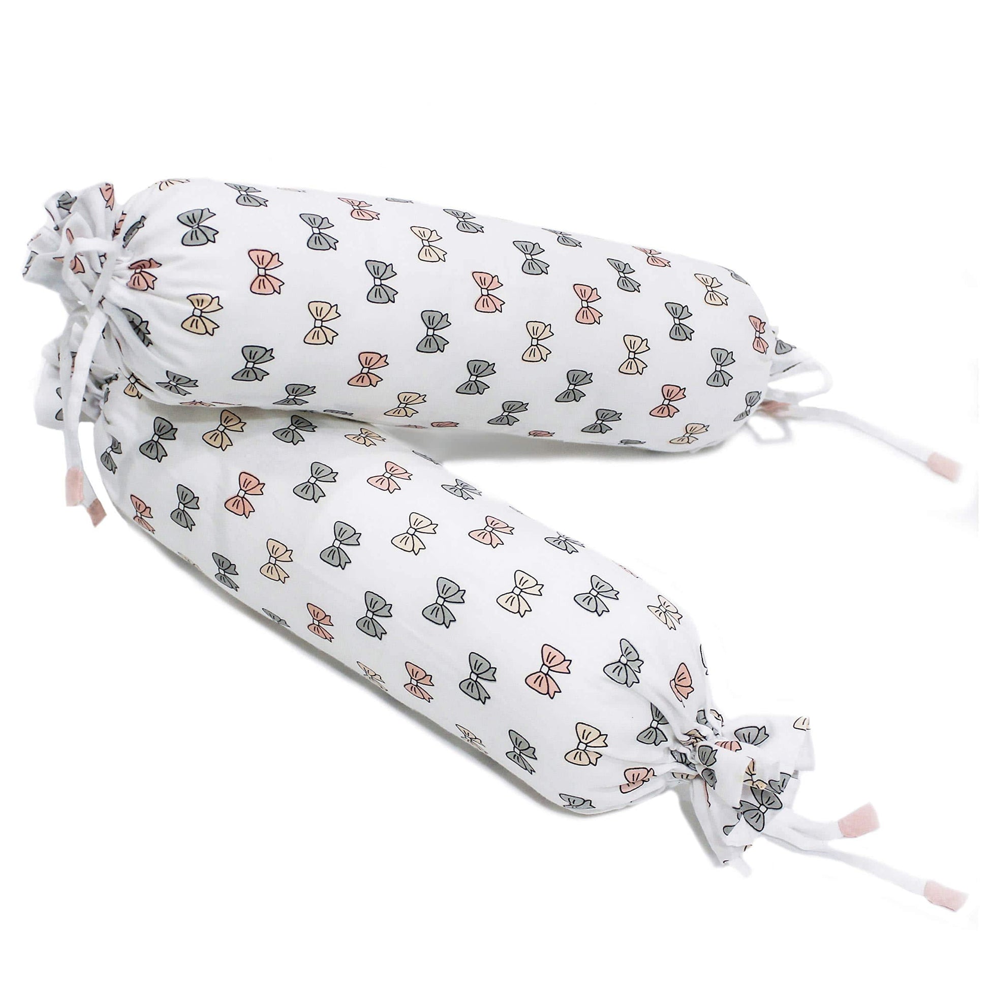 Pink Bow Bolster  Pillow Set 1 Pcs