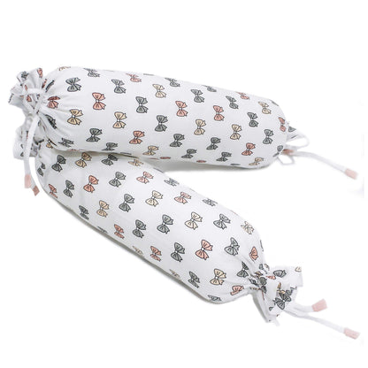 Pink Bow Bolster  Pillow Set 1 Pcs