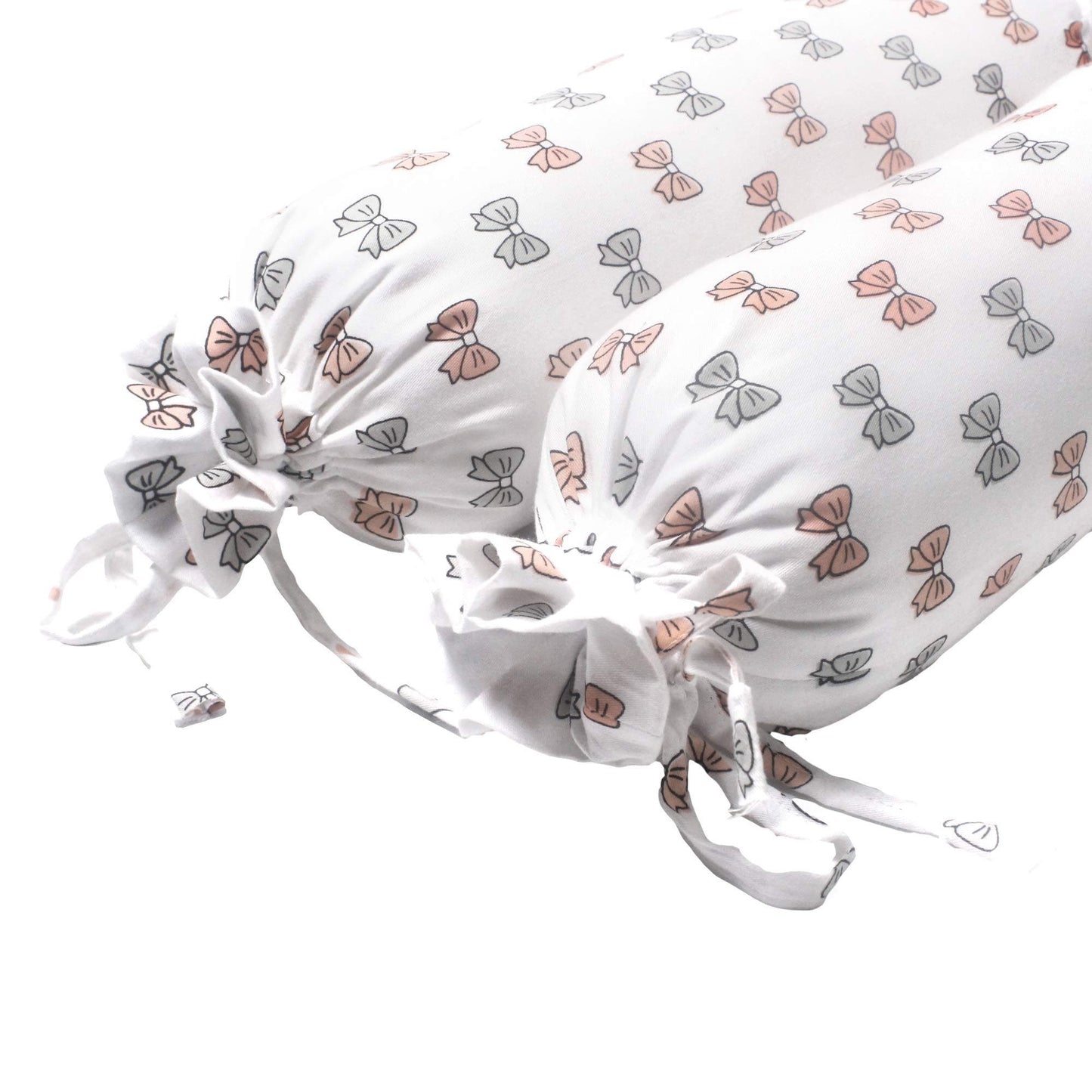Pink Bow Bolster  Pillow Set 1 Pcs