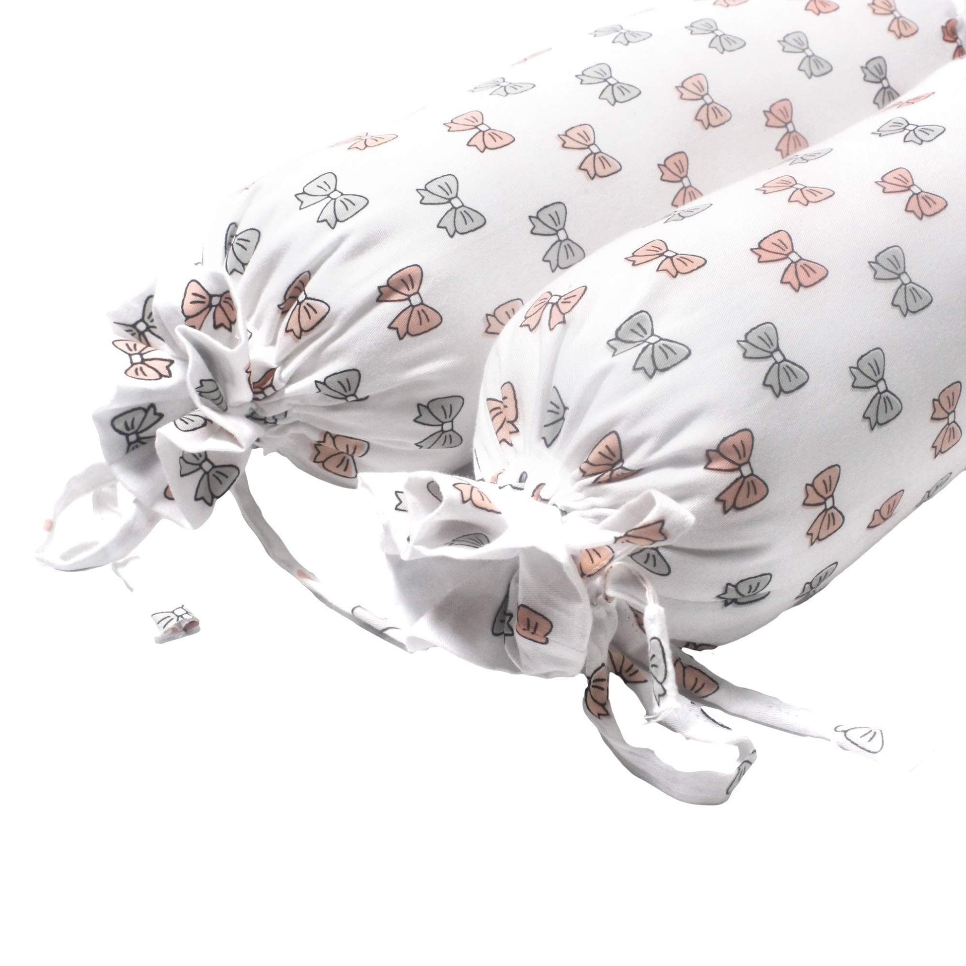Pink Bow Bolster  Pillow Set 1 Pcs