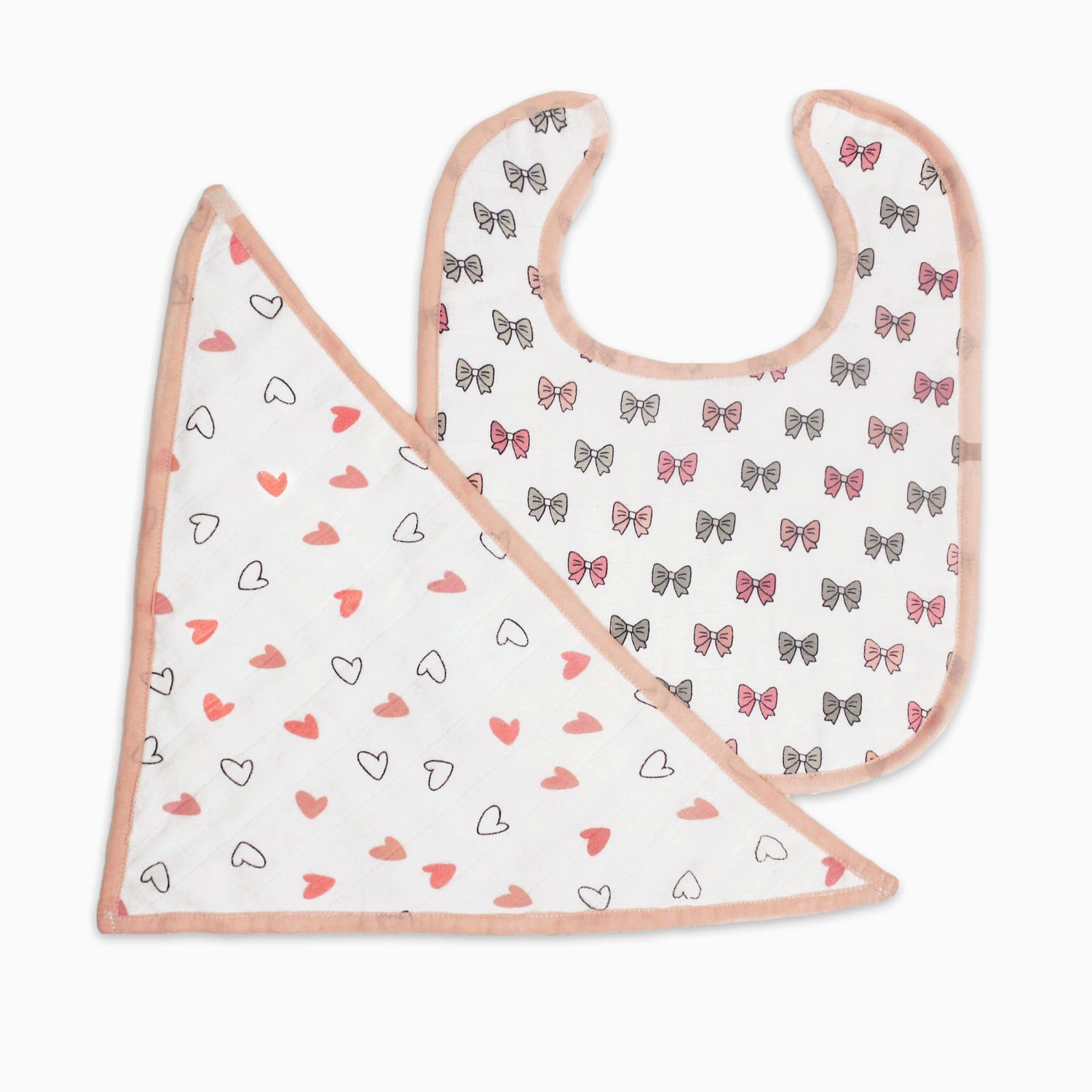 Pink Heart Feeding Bibs 2 Pcs