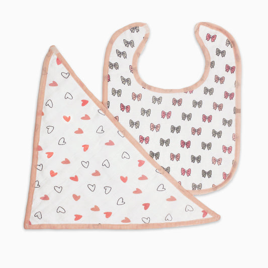 Pink Heart Feeding Bibs 2 Pcs