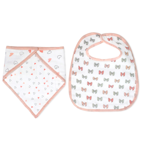 Pink Heart Feeding Bibs 2 Pcs