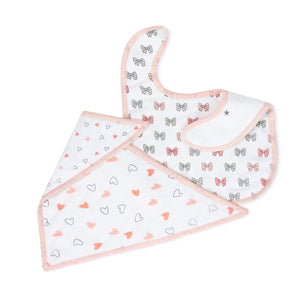 Pink Heart Feeding Bibs 2 Pcs