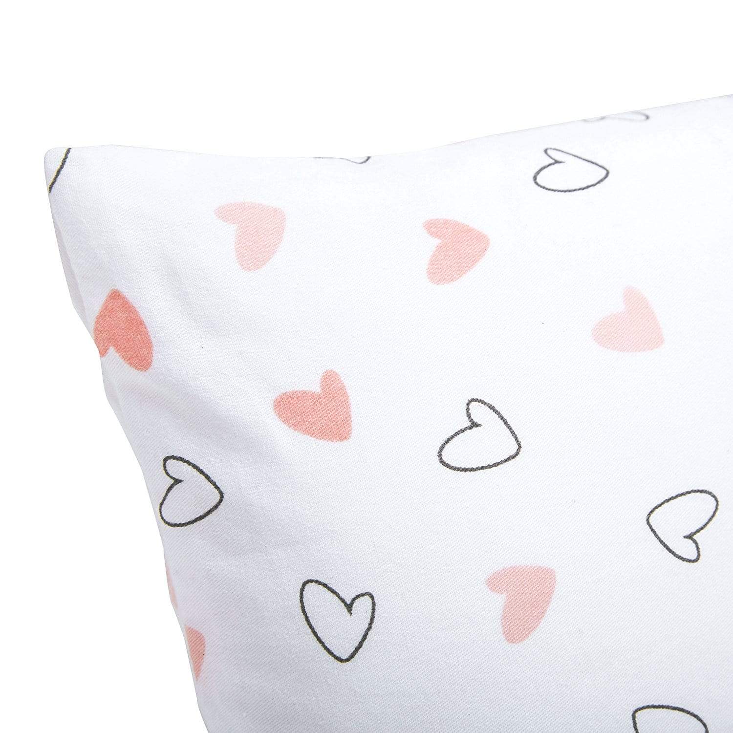 Pink Hearts Bolster  Pillow Set 1 Pcs