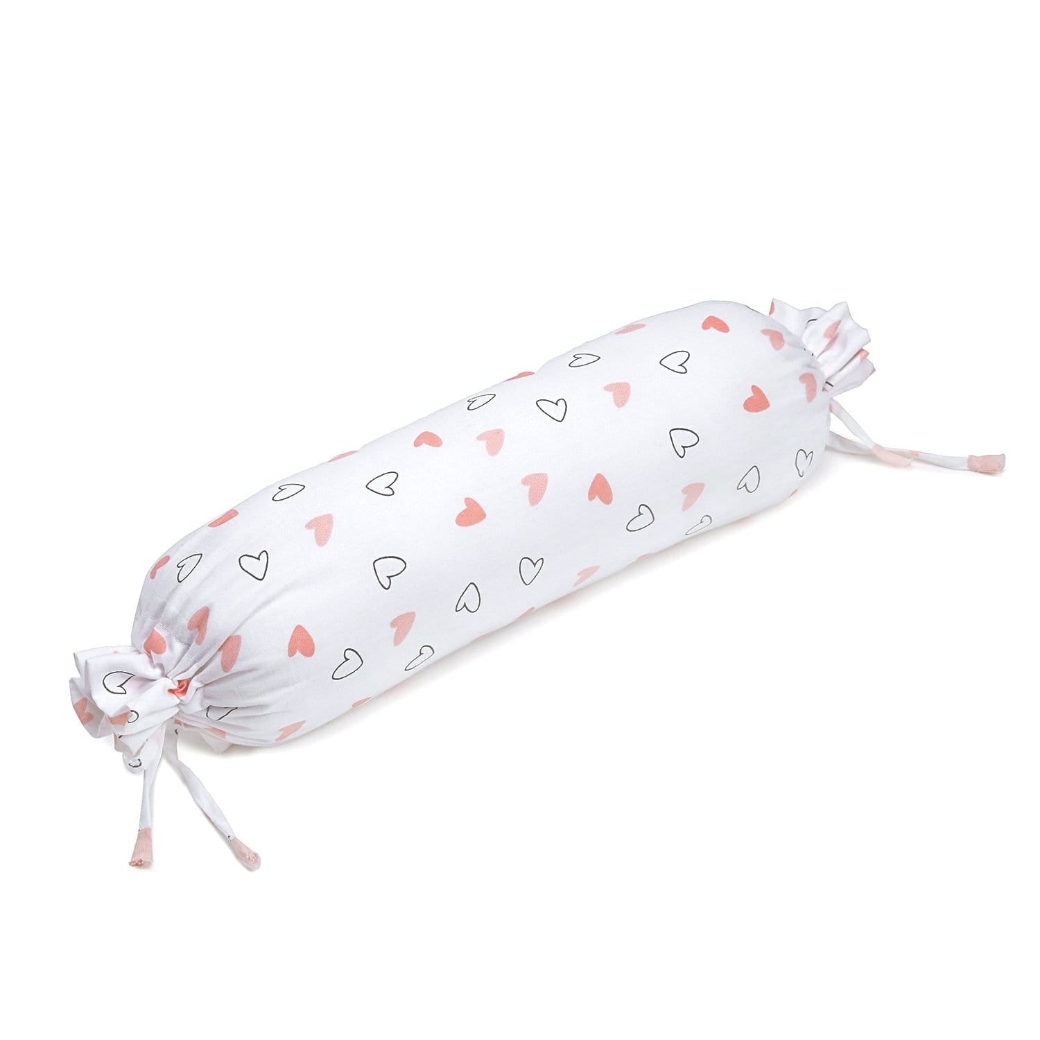 Pink Hearts Bolster  Pillow Set 1 Pcs