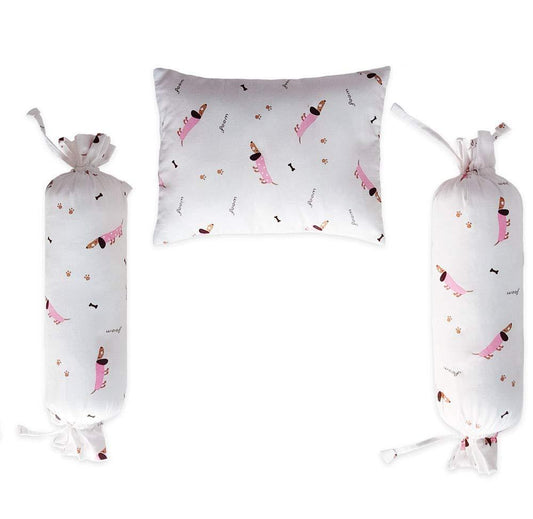 Pink Poodle Bolster Pillow Set 1 Pcs