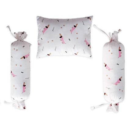 Pink Poodle Bolster  Pillow Set 1 Pcs